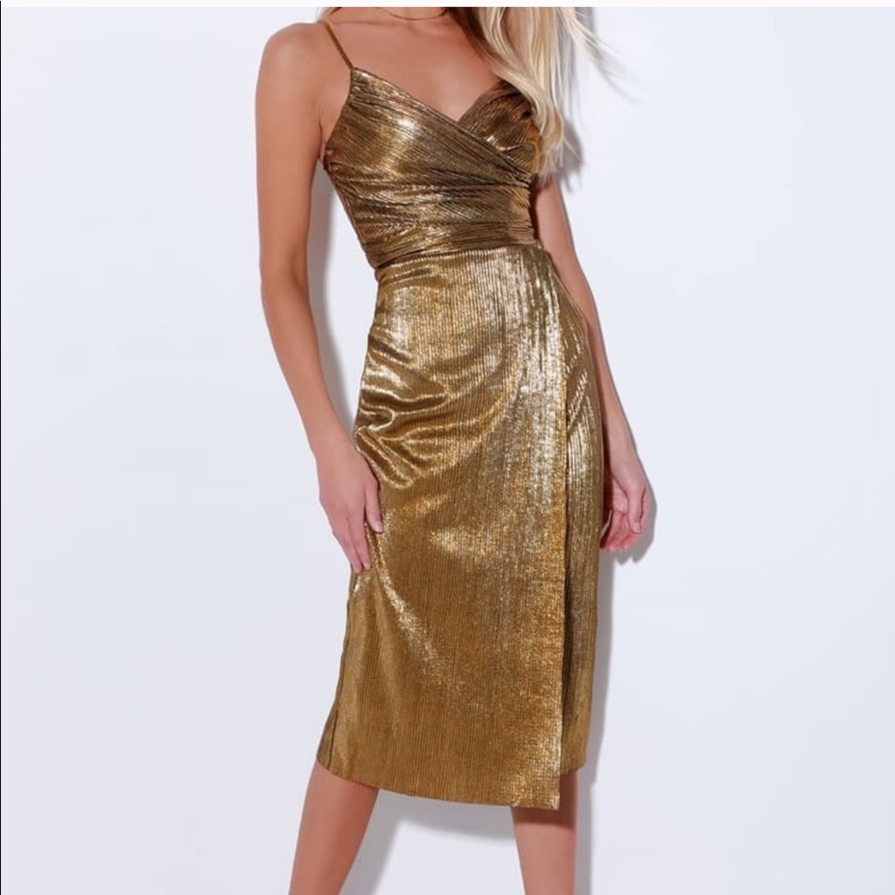SOLD: Lulus gold metallic dress